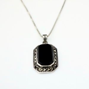 925 Silver Marcasite Art Deco Necklace